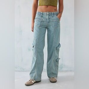 BDG Bleached Denim Y2K Cargo Jeans NWT